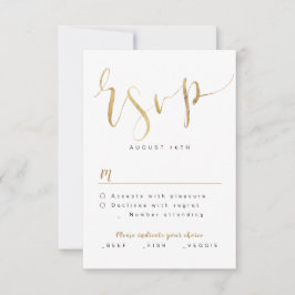 Faux Gold Moderno Simple Script Wedding RSVP