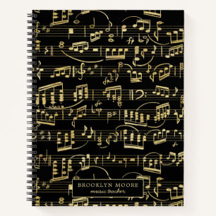 Faux Gold Music Note Diario personalizado