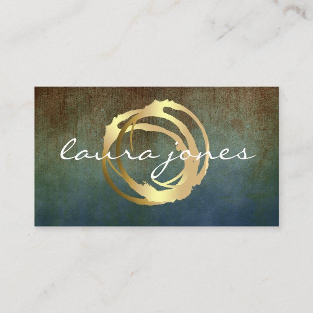 Faux Gold Pintado Circle Designer - Tarjeta de vis (Anverso)