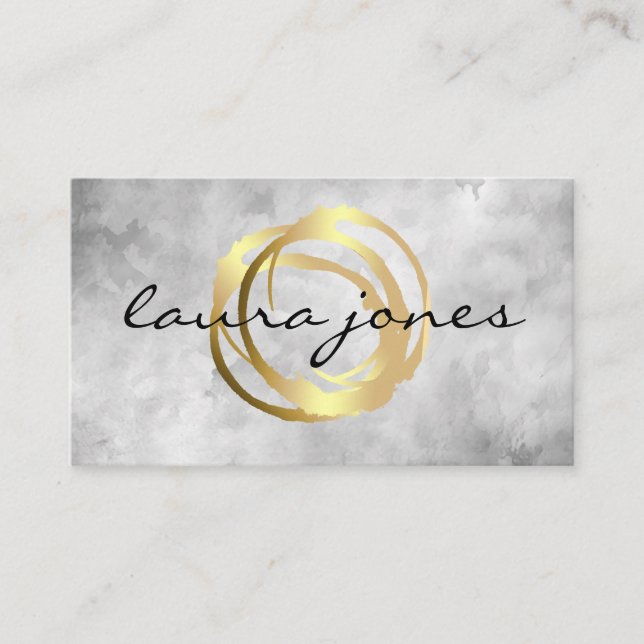 Faux Gold Pintado Circle Designer - Tarjeta de vis (Anverso)