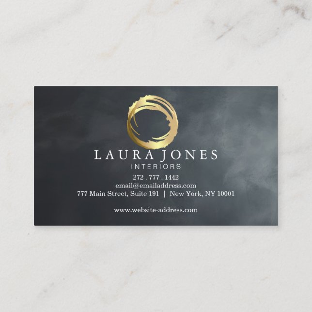 Faux Gold Pintado Circle Designer - Tarjeta de vis (Reverso)