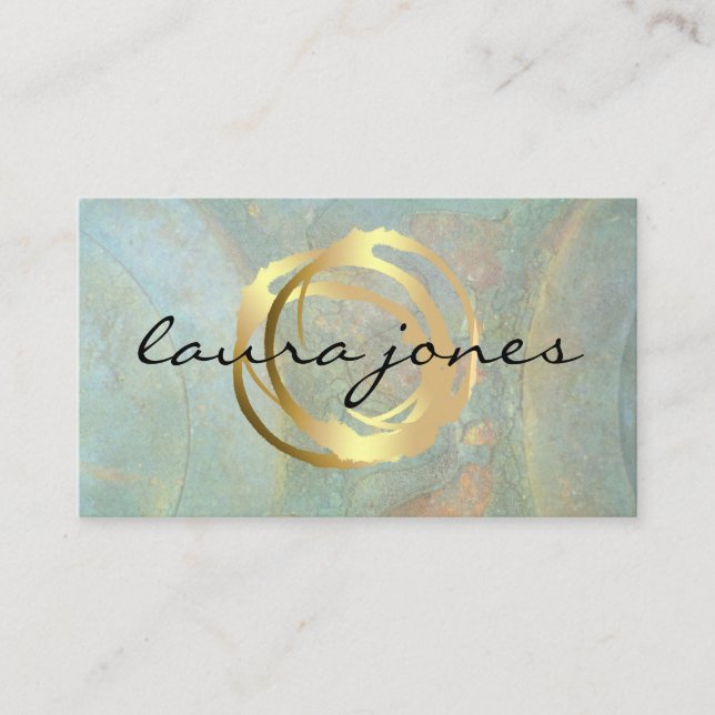 Faux Gold Pintado Circle Designer - Tarjeta de vis (Anverso)