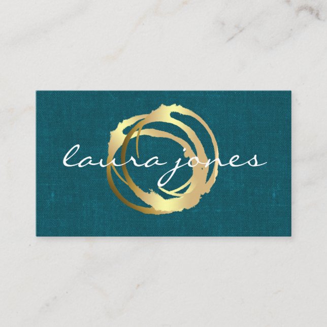 Faux Gold Pintado Circle Designer - Tarjeta de vis (Anverso)
