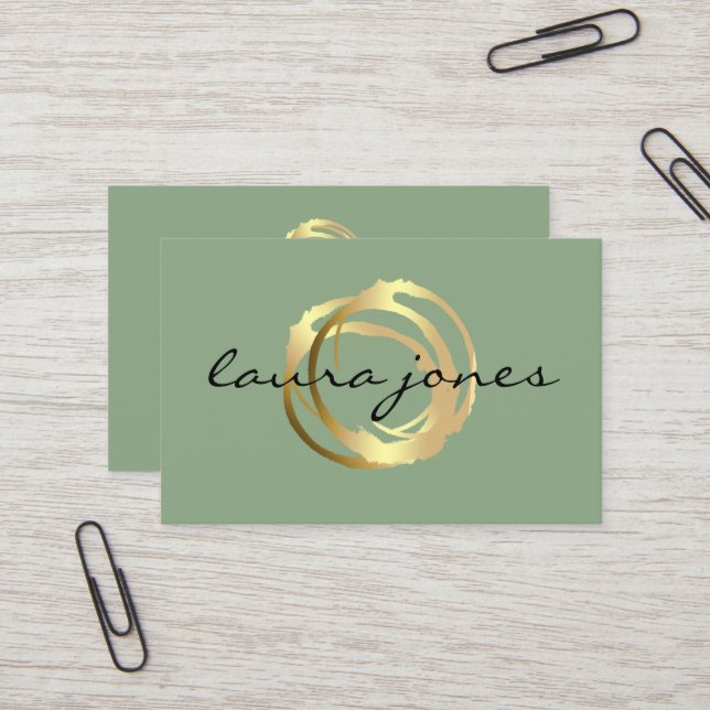 Faux Gold Pintado Circle Designer - Tarjeta de vis (Anverso/Reverso In Situ)