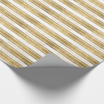 Faux Gold Purpurina Personalizado Cumpleaños Papel<br><div class="desc">Personalizar este elegante papel de envolvimiento de Personalizado de Faux Gold Purpurina Happy Birthday, diseñado con rayas horizontales doradas y blancas y con texto y nombre personalizado escritos en ellos. Tenga en cuenta que el purpurina dorado es una impresión a color y no es un purpurina real ni un Relieve...</div>