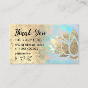 faux gold Relieve metalizado lotus gracias tarjeta