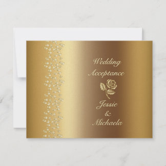 Faux Gold Rosa y Hearts Wedding RSVP