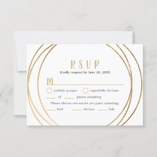 Faux Gold Round Geo Frame Wedding RSVP + entrées