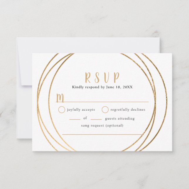 Faux Gold Round Geometric Wedding buffet RSVP (Anverso)