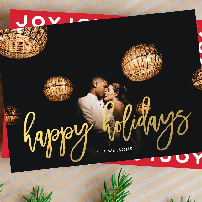 Faux Gold Script Happy Holidays Navidad Photo (Subido por el creador)