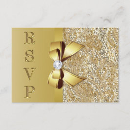 Faux Gold Sequines Bow Diamond RSVP