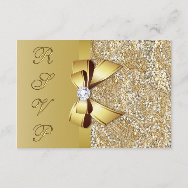 Faux Gold Sequins Bow RSVP (Anverso)