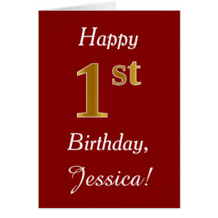 Faux Gold simple 1er cumpleaños + tarjeta de nombr