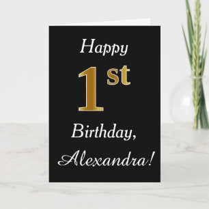 Faux Gold simple 1er cumpleaños + tarjeta de nombr