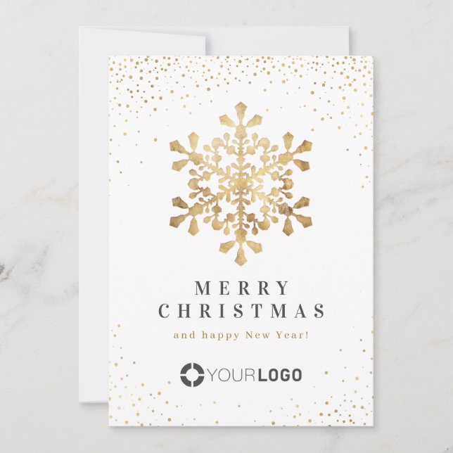 Faux Gold Tarjetas de Navidades de negocios con co (Anverso)