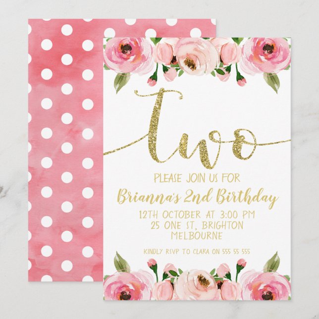Faux Gold Word Segunda Invitación a la fiesta de c (Anverso / Reverso)
