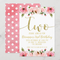 Faux Gold Word Segunda Invitación a la fiesta de c