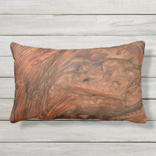 Faux grano de madera leña lumbar almohada exterior