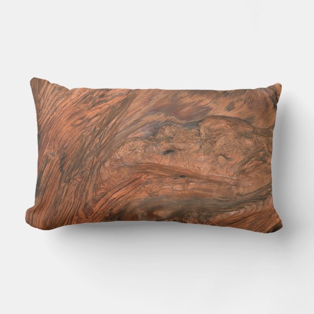 Faux grano de madera leña lumbar almohada exterior (Anverso)