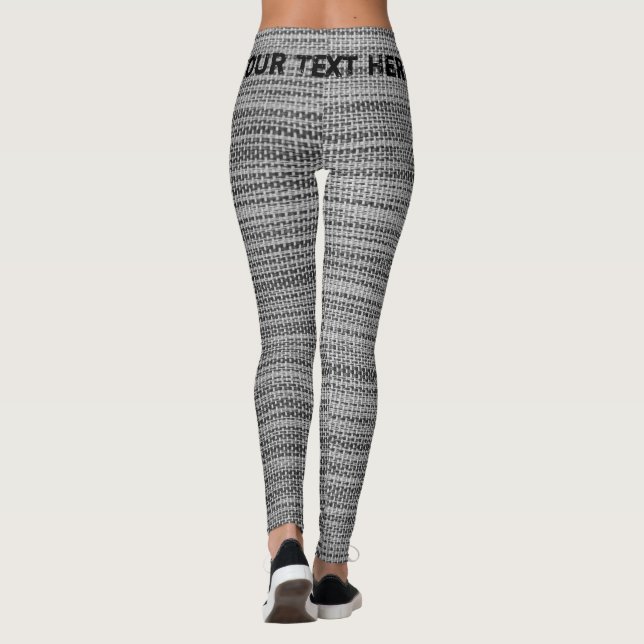 Faux Gray Fabric Leggings with Your Text (Reverso)