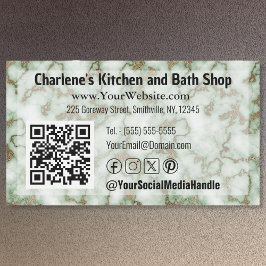 Faux Green Gold Marble Magnetic Business Card