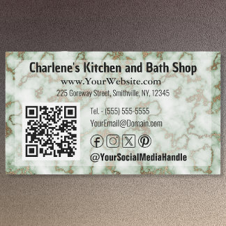 Faux Green Gold Marble Magnetic Business Card