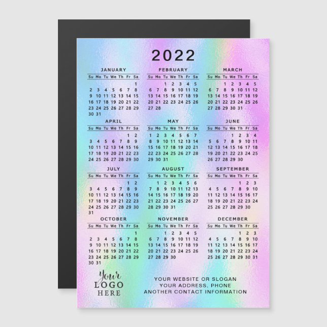 Faux Holographic del calendario 2022 Girly (Anverso/Reverso)
