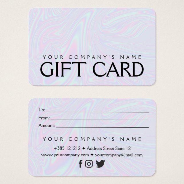 Faux holographic effect texture blue Gift Card (Anverso y reverso)