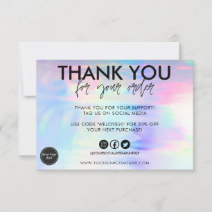Faux Holographic Gracias Tarjeta Media Insert