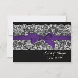 Faux lace y ribbon morado negro 3.5 x 5 rsvp