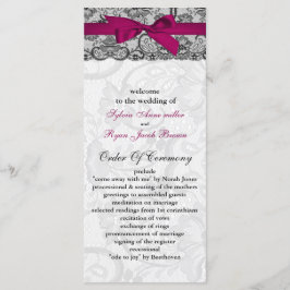 Faux lace y ribbon pink, programas de bodas negras