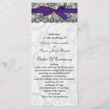 Faux lace y ribbon programas de bodas negras