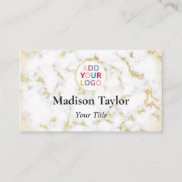 Faux Marble & Gold QR Code Tarjeta de presentación