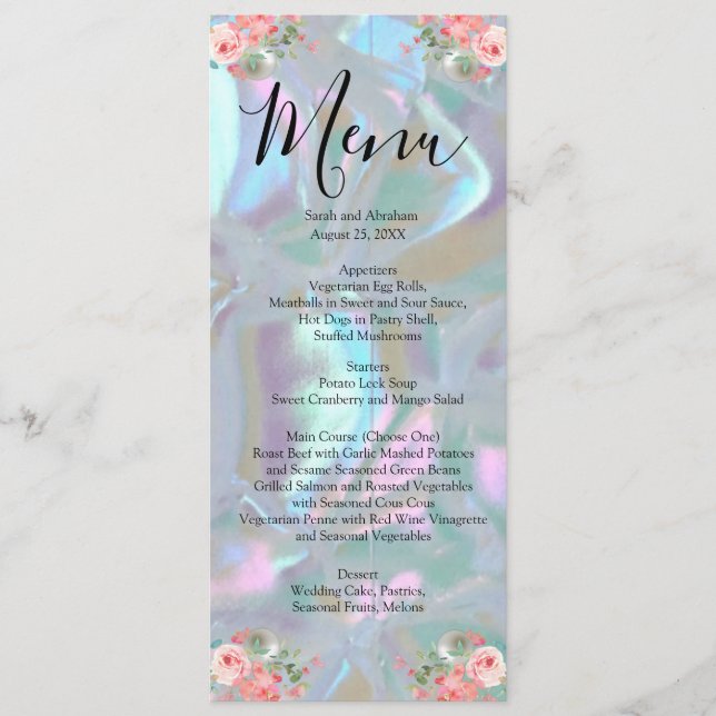 Faux Mother of Pearl Boda Menu (Anverso)
