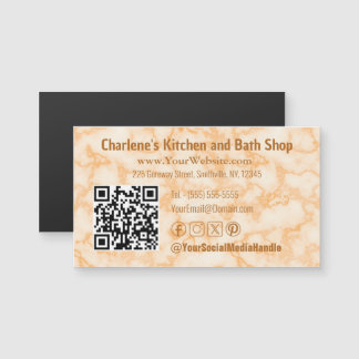 Faux Naranja Marble Magnetic Business Card