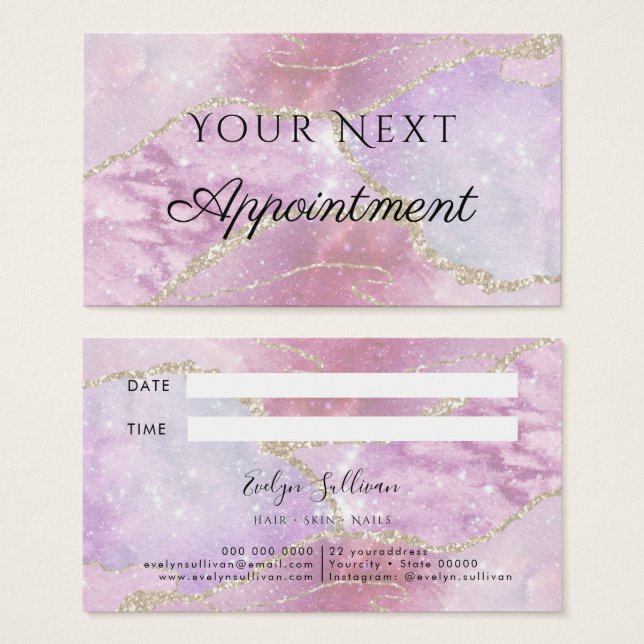 Faux Pearlescent Effect Cita Card (Anverso y reverso)