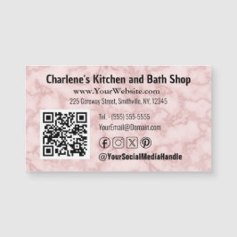 Faux Pink Marble Magnetic Business Card