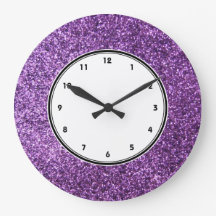 Faux Purple Purpurina reloj de pared