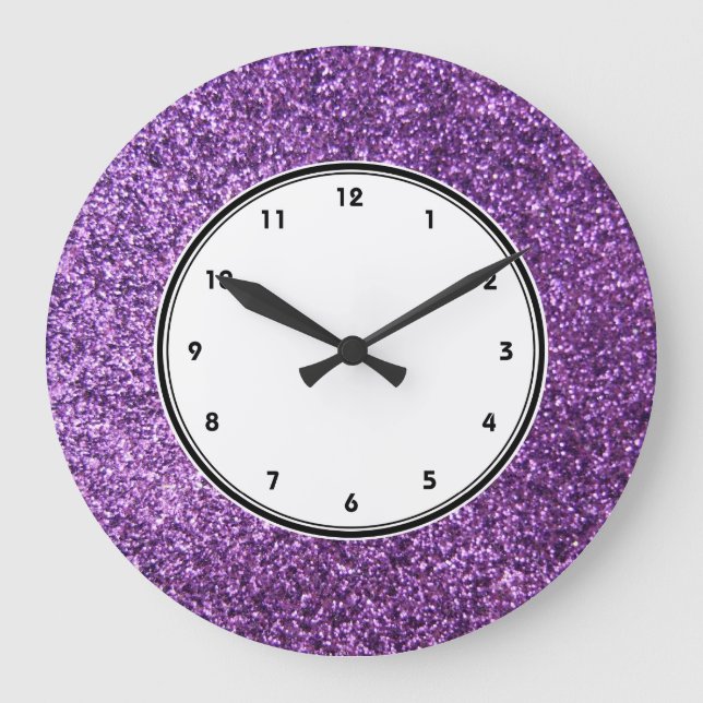 Faux Purple Purpurina reloj de pared (Anverso)