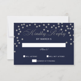 FAUX Purpurina confetti navy rsvp boda de plata