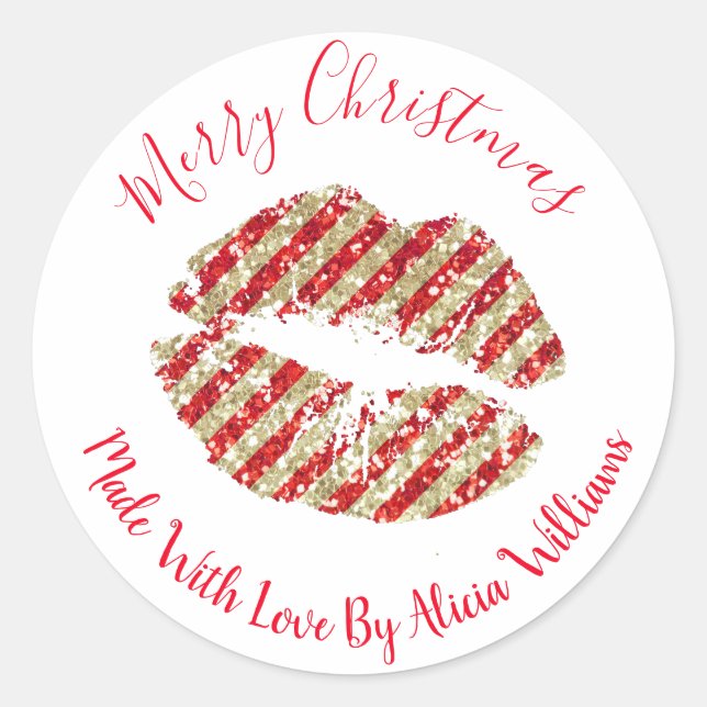 Faux Purpurina Navidades Etiqueta Hecha a mano de  (Anverso)