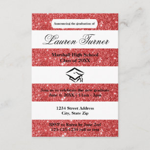 Faux Red Purpurina Stripe-3x5 Grad Invitación