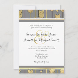 Faux Relieve metalizado Dorado Flores Invitación a