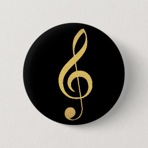Faux Relieve metalizado dorado Treble Clef Botón 