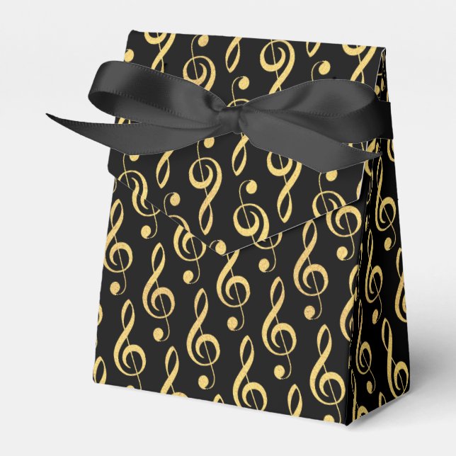 Faux Relieve metalizado dorado Treble Clef Caja de (Front Side)