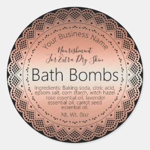 Faux Rosa Gold Pegatina Etiqueta Bomba de baño hec