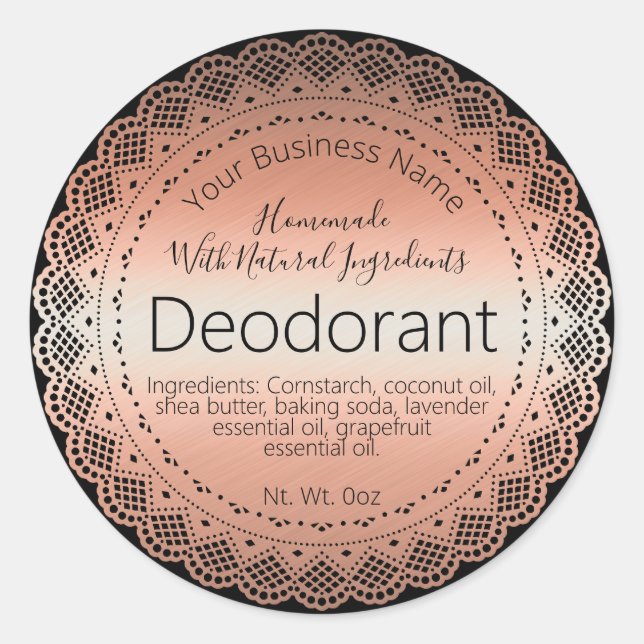 Faux Rosa Gold Pegatina Label Deodorant artesanal (Anverso)