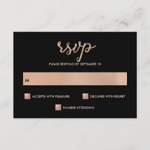 Faux Rosa Gold y Black Bokeh Heart Wedt Wedt RSVP