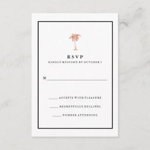 Faux Rosa Gold y Black Palm Tree Glam RSVP