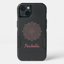 Faux rosa oro metalico Mandala negro monogramado